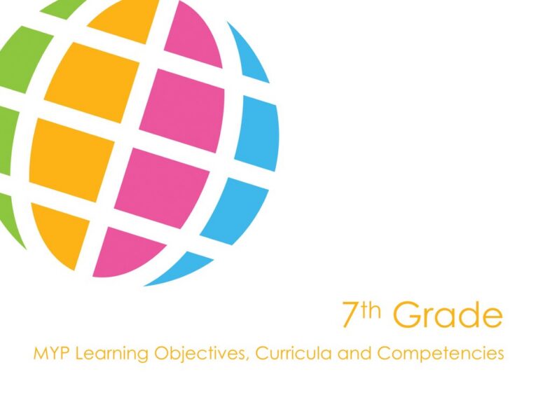 First page of the seventh grade curriculum PDF