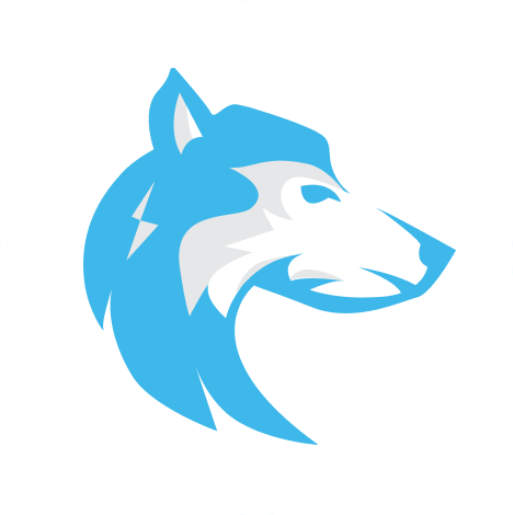Blue wolf head mascot for La Scuola athletics