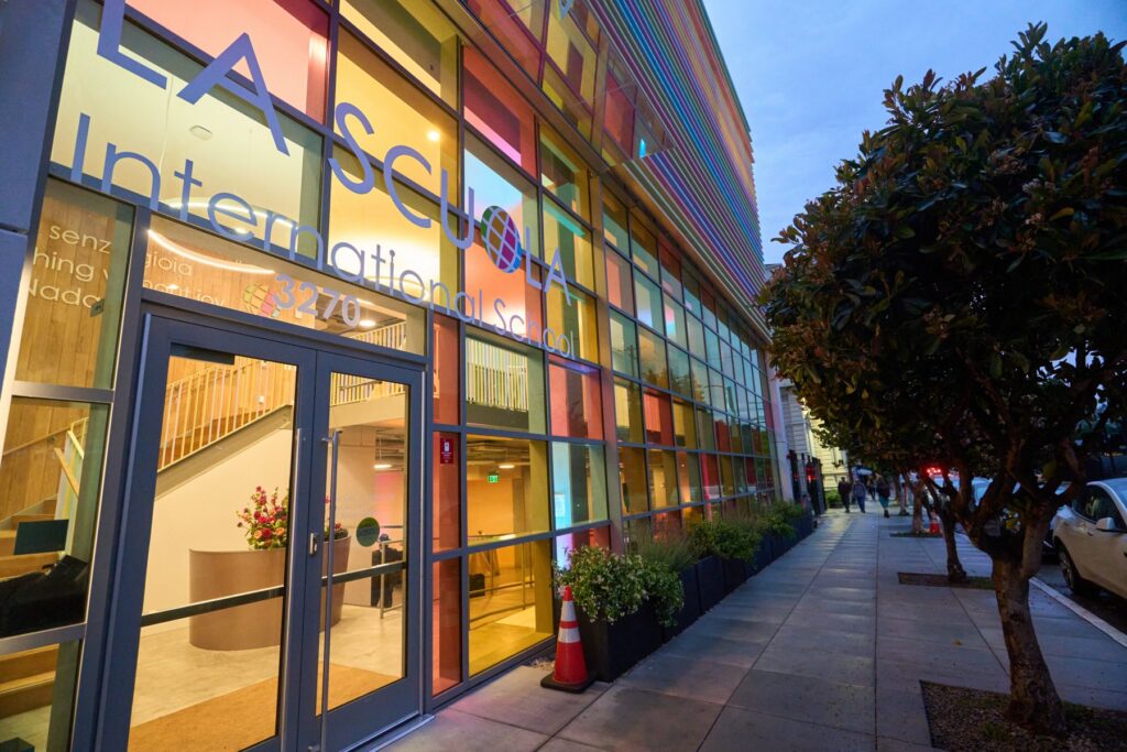 The La Scuola International School building on a sunny San Francisco street
